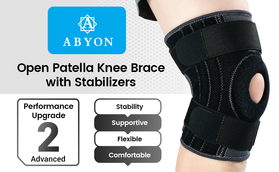 ABYON Knee Brace with Side Stabilizes, NonSlip Open Patella Knee