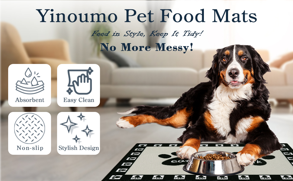 Yinuomo Dog Food Mat, Water Absorbent Pet Food Mat, Non