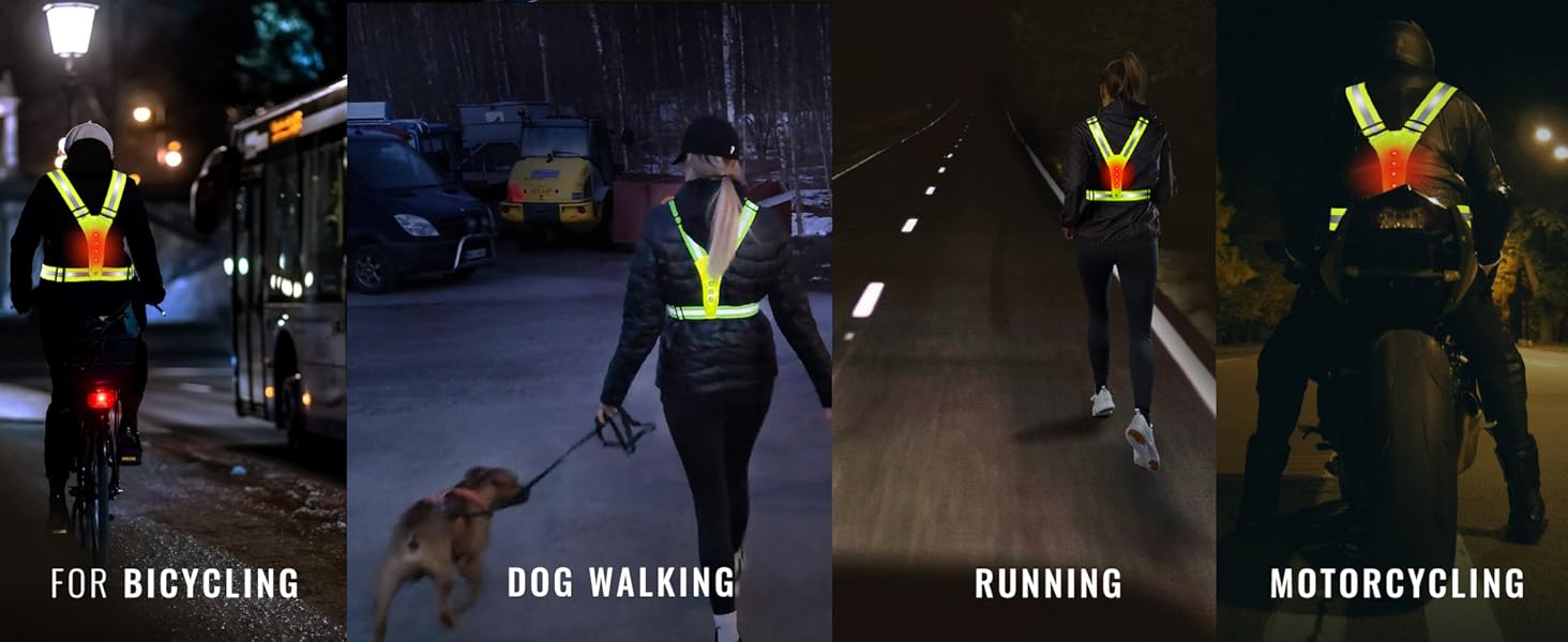 AVANTO Led Reflective Vest, Original, USBC Rechargeable Led Running