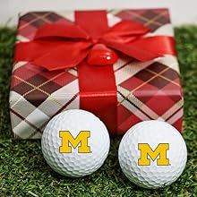 college team golf balls next to wrapped present or gift