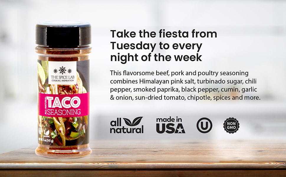 The Spice Lab Taco Seasoning All Natural, Gluten Free Taco Seasoning 4.5 oz