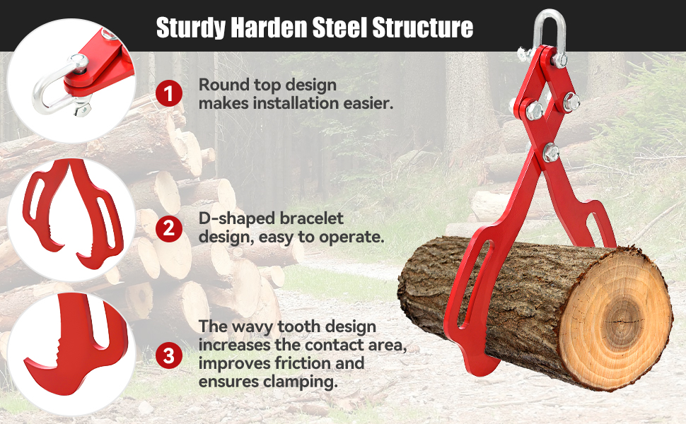 28" Log Lifting Tongs, Log Tongs 4 Claw Timber Heavy Duty Solid Steel Swivel