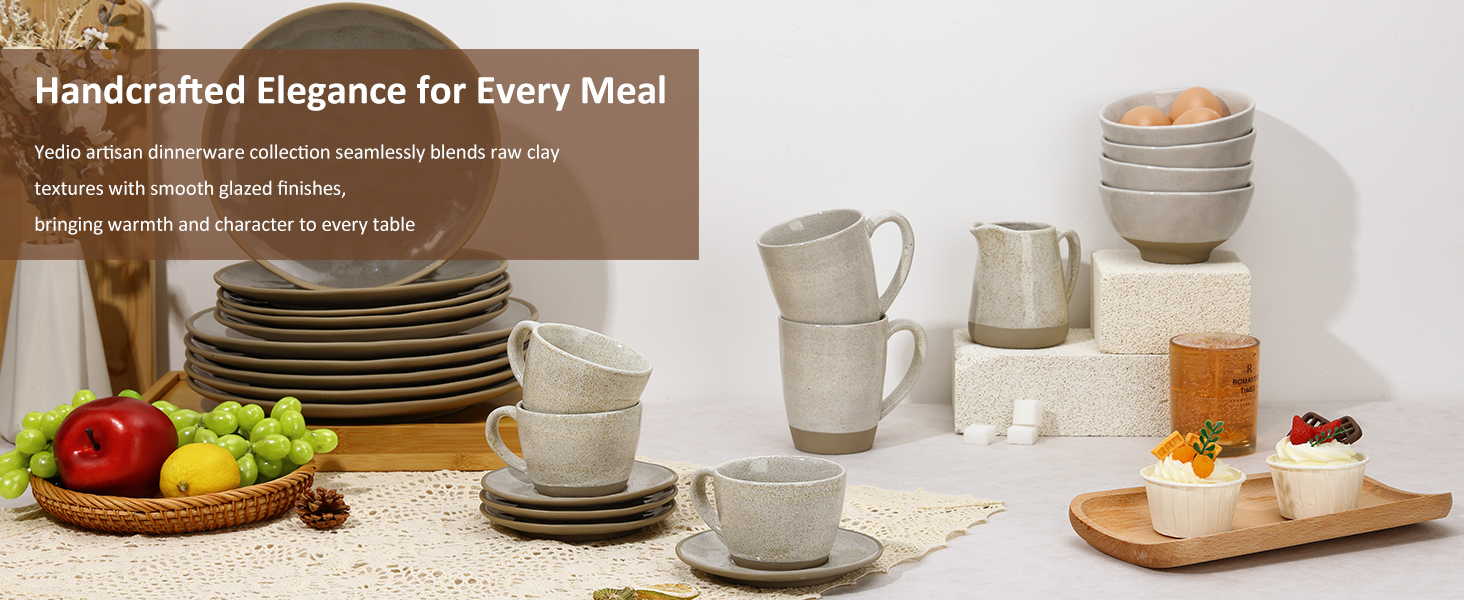 Yedio Ceramic 6 oz Espresso Coffee Cups with Saucers