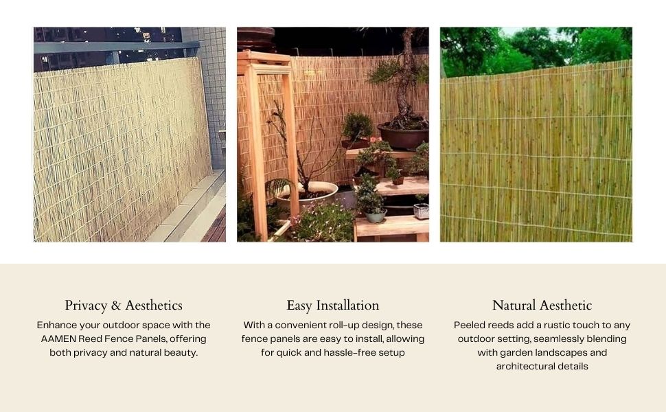 AAMEN Reed Fence Panels Garden Screening, Windscreen Bamboo Fencing
