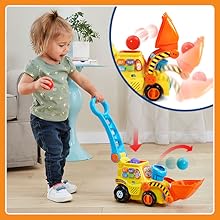 VTech Pop-a-Balls Push & Pop Bulldozer - Engaging Learning Toy
