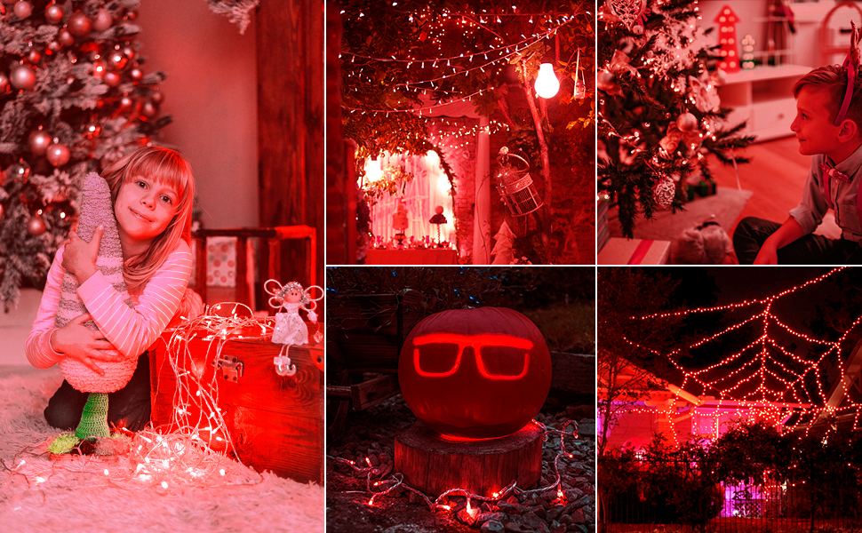 JMEXSUSS 33ft 100 LED Red Battery Operated Christmas