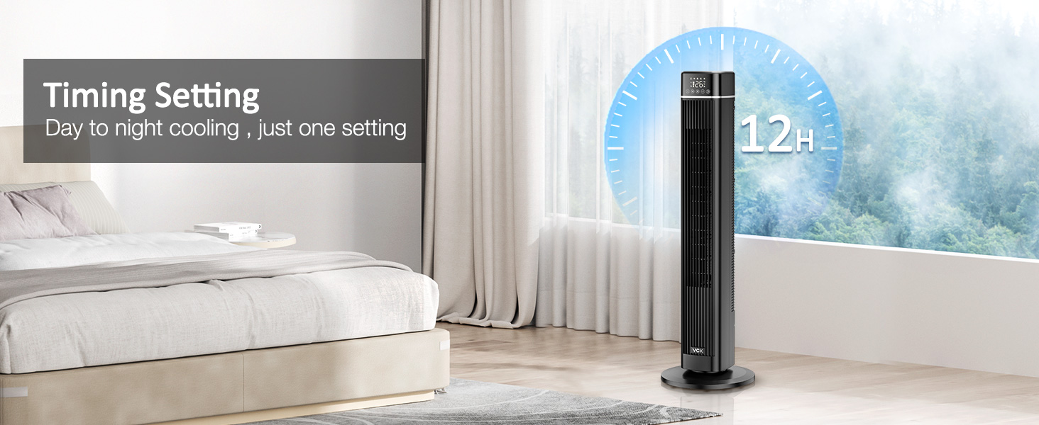 VCK Tower Fan for Bedroom, 90° Oscillating Fan with 26ft/s