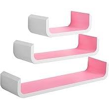 WOLTU Set Di 3 Mensole Da Muro Pensile Legno Scaffale A Parete Libreria CD Libri Bianco 13 RG9273