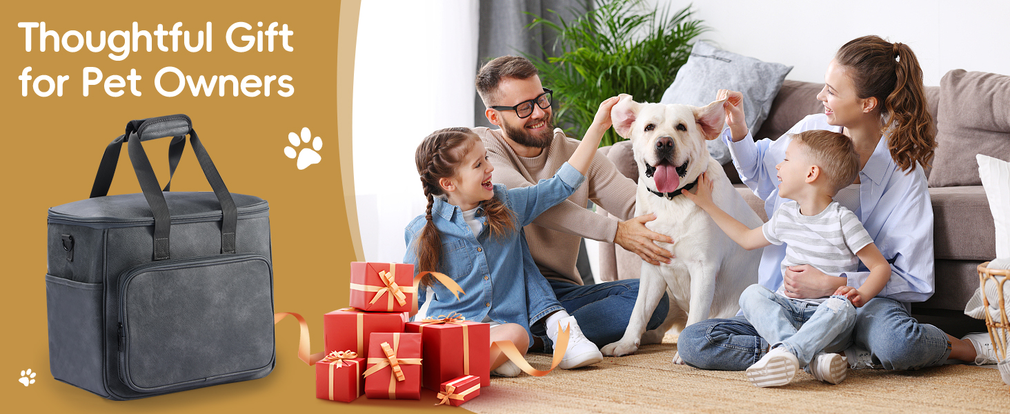 Dog Travel Bag, Leather Travel Pet Bag Set for Dog and Cat