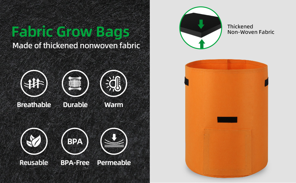 BIJOKETTEN 6 Pack Grow Bags, 10 Gallon Potato Grow Bags
