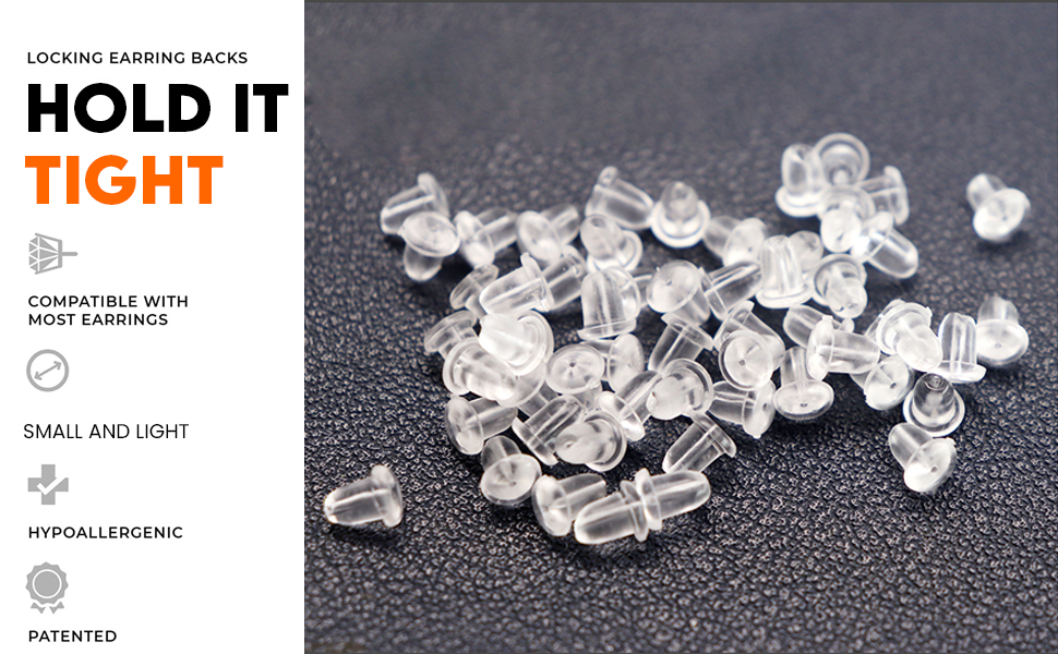 RUTZ® Clear Earrings, 100pcs Earring Retainers, Safety Backs Rubber