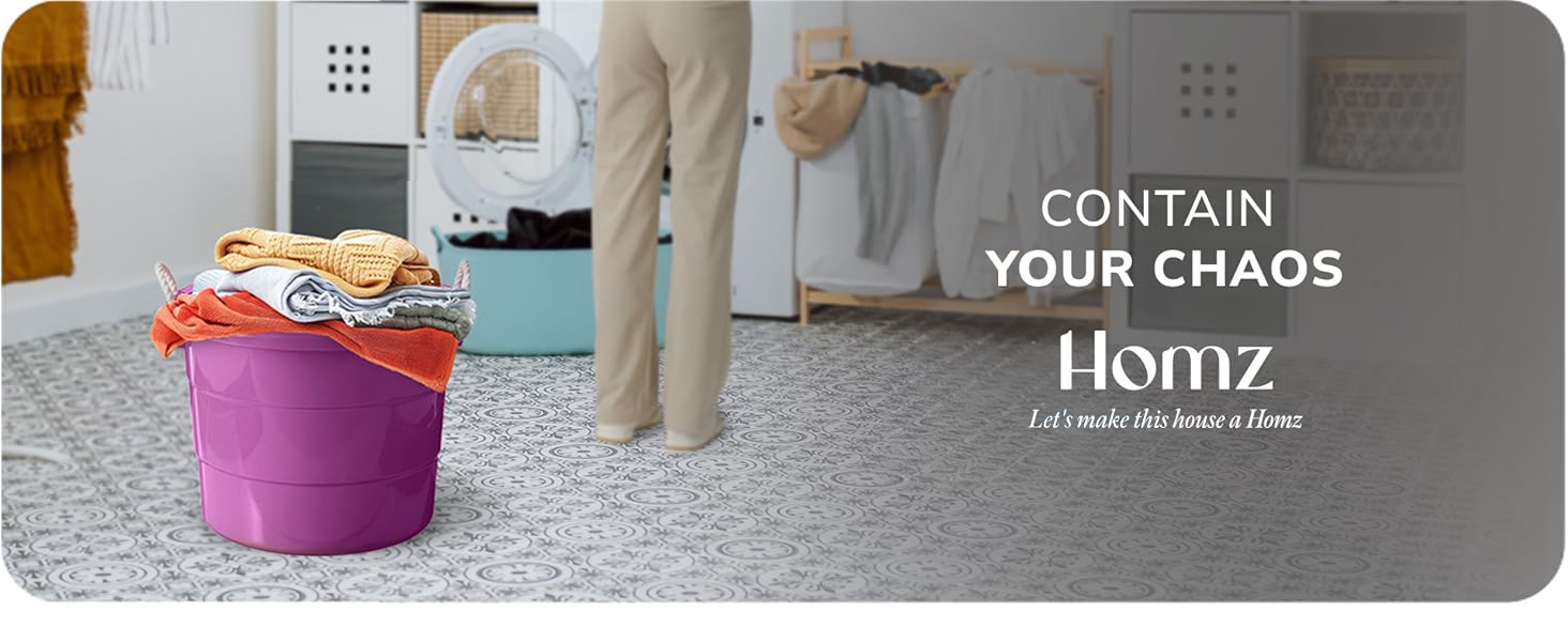 Homz 17 Gallon Indoor Outdoor Storage Bucket w/ Rope Handles, Orchid (2 Pack)