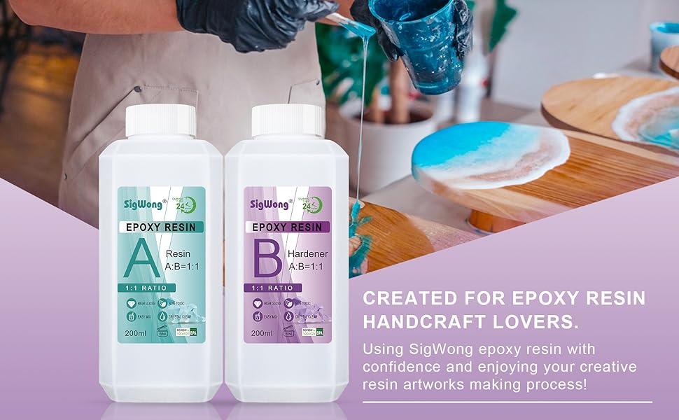 SigWong Kit de revêtement en résine époxy transparente 400 ml/429 g 2