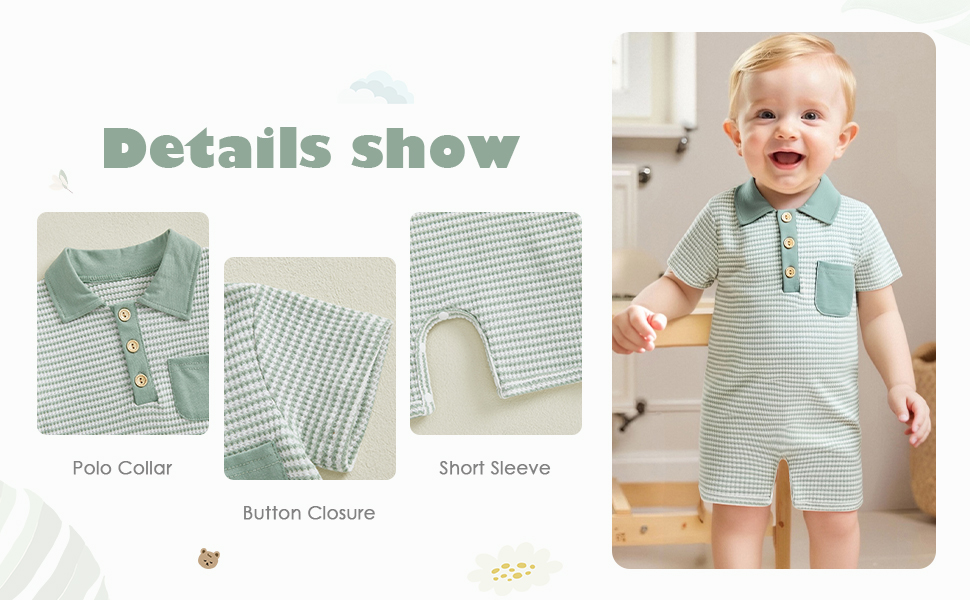 Infant Baby Boys Summer Wallfe Romper Striped Jumpsuit