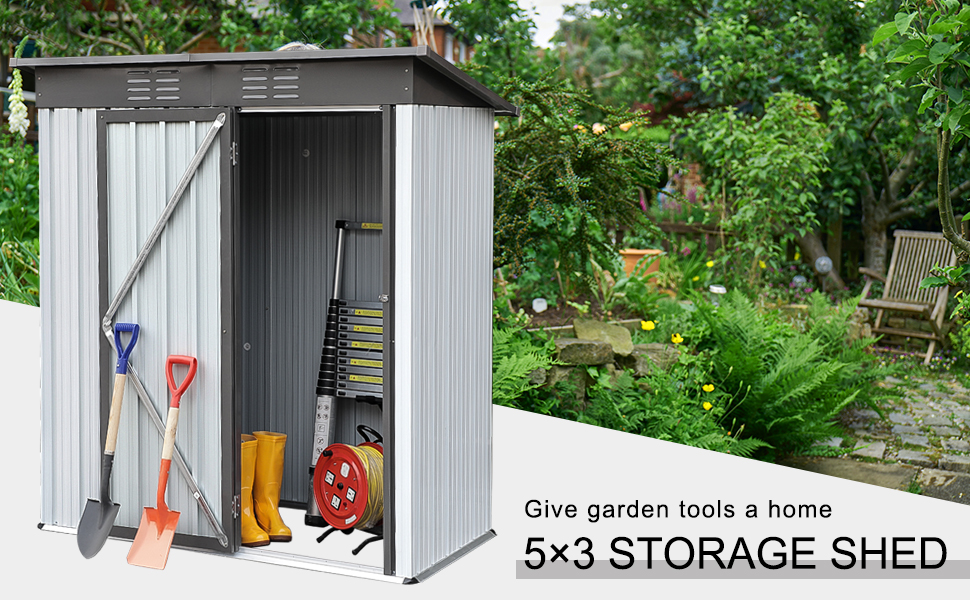 Outdoor Storage Shed 5x3 Ft Outdoor Shed,Garden Shed