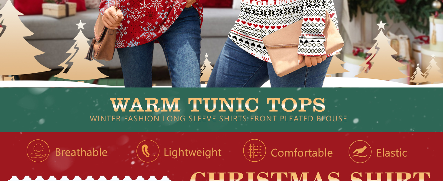 Addtoo Womens Casual Long Sleeve Tunic Tops Winter Warm Loose Blouse