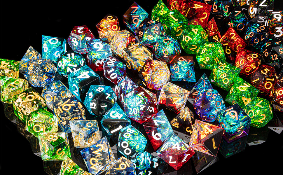 KRAMLON D&D Resin Dice for Role Playing Game DoubleColor