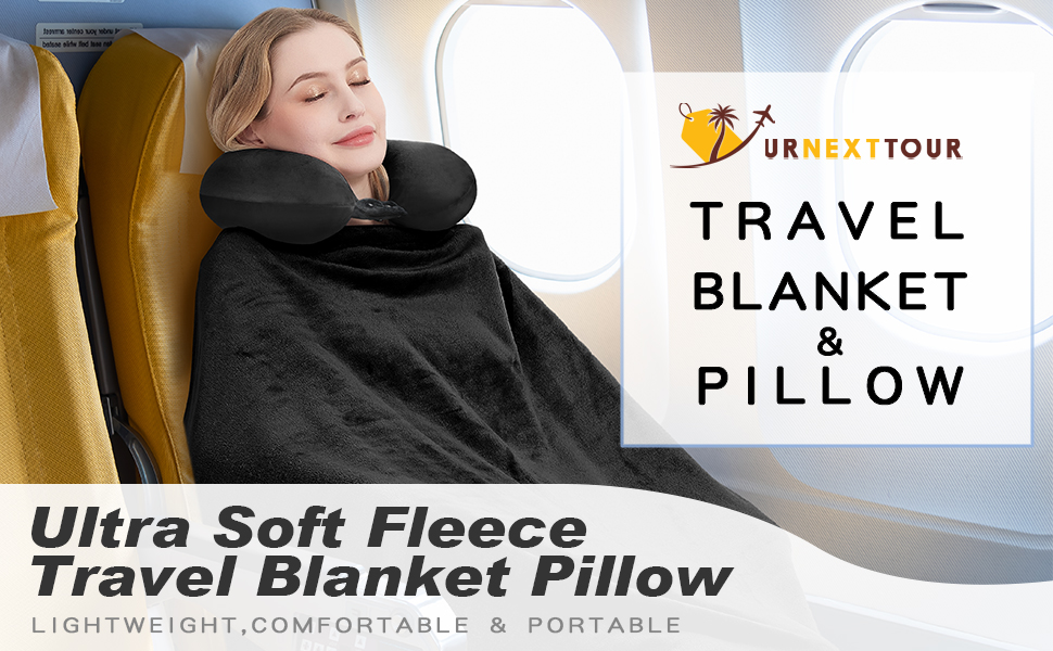 Travel Blanket and Pillow Premium Soft Airplane Blanket with Durable Travel Bag