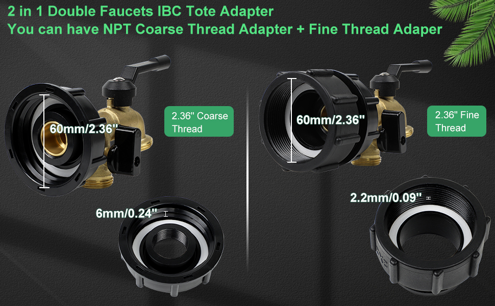 Amazon.com : 275-330 Gallon IBC Tote Water Tank Adapter, 2 in 1 Double ...