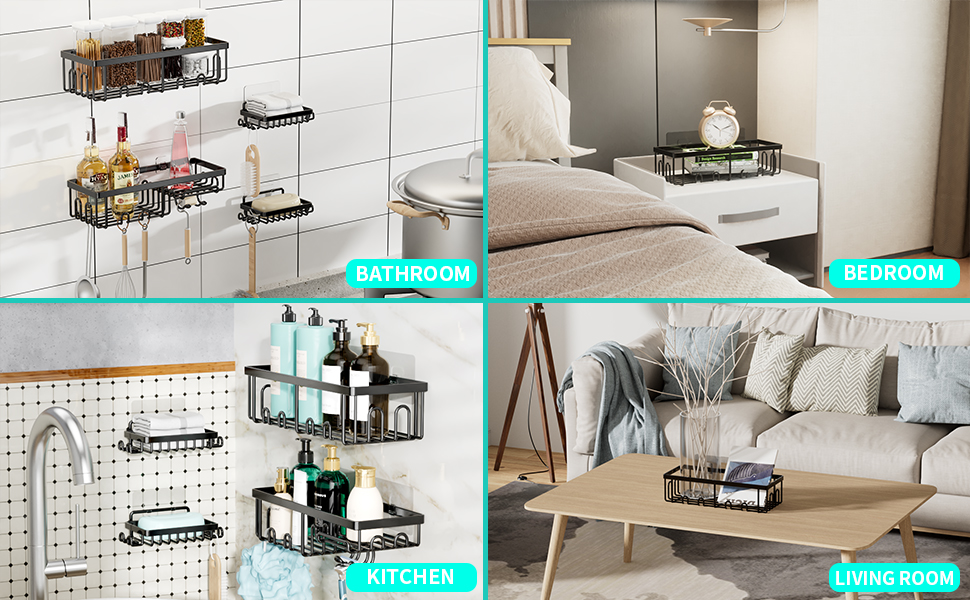 HapiRm Shower Caddy 4 Pack, Shower Organiser Shelf No Drilling