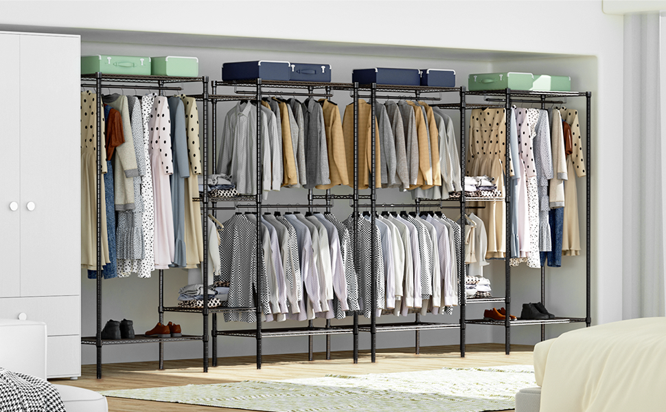 MoNiBloom Garment Rack Heavy Duty Clothes Rack Steel 66