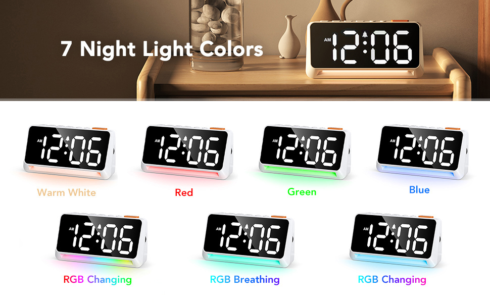 OCUBE Alarm Clock,Digital Alarm Clocks Bedside,Display Bedside Clocks