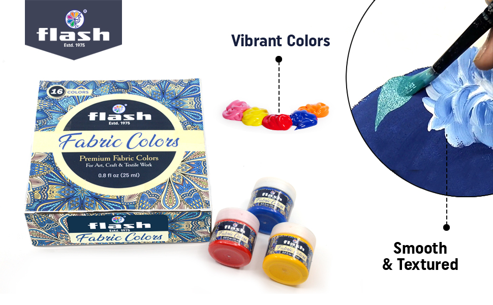 Flash Fabric Color Paint 200 ml, 7 fl oz Each High Pigment Strength