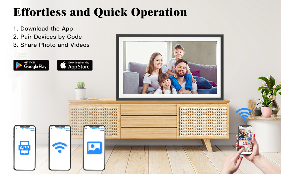 FULLJA WiFi Digital Picture Frame 15.6inch Large