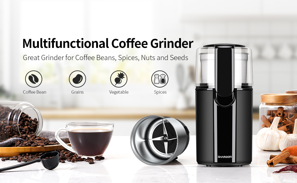 SHARDOR Coffee & Spice Grinders Electric with 2 Removable Stainless