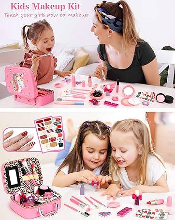 Maquillage Enfant Fille, Lavable Coffret Maquillage Enfant, Palette Maquillage Enfant
