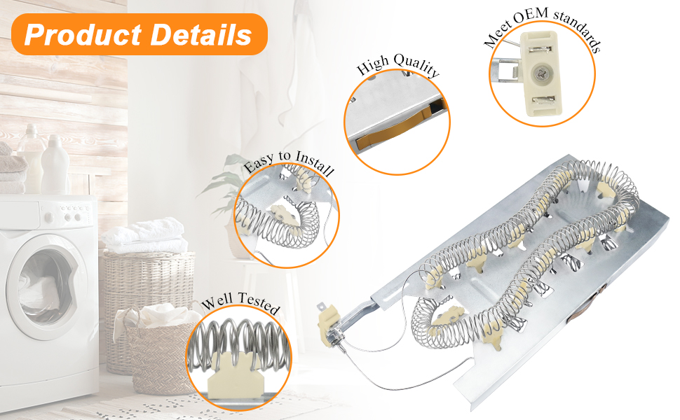 3387747 AP6008281 WP3387747 Dryer Heating Element kit Fit for Whirlpool Cabrio