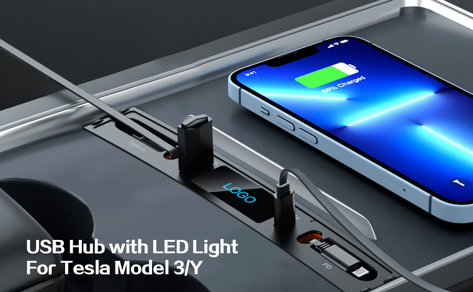 Car USB Charger Multi Port for 2021 2022 2023 Tesla Model 3