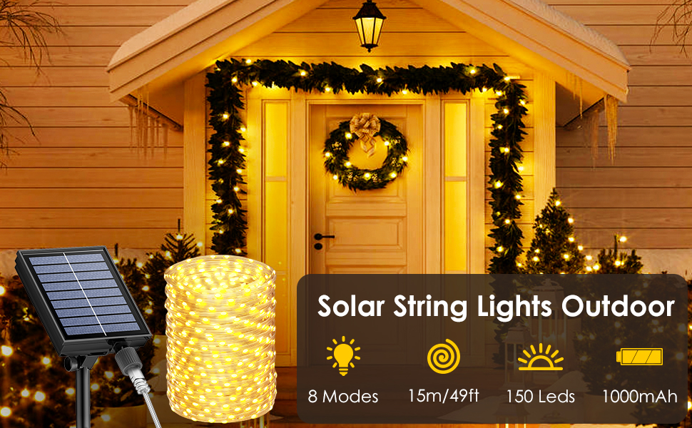 HCYW 2 Pack Solar Fairy Lights Outdoor with Remote, 15M 150LED Outdoor