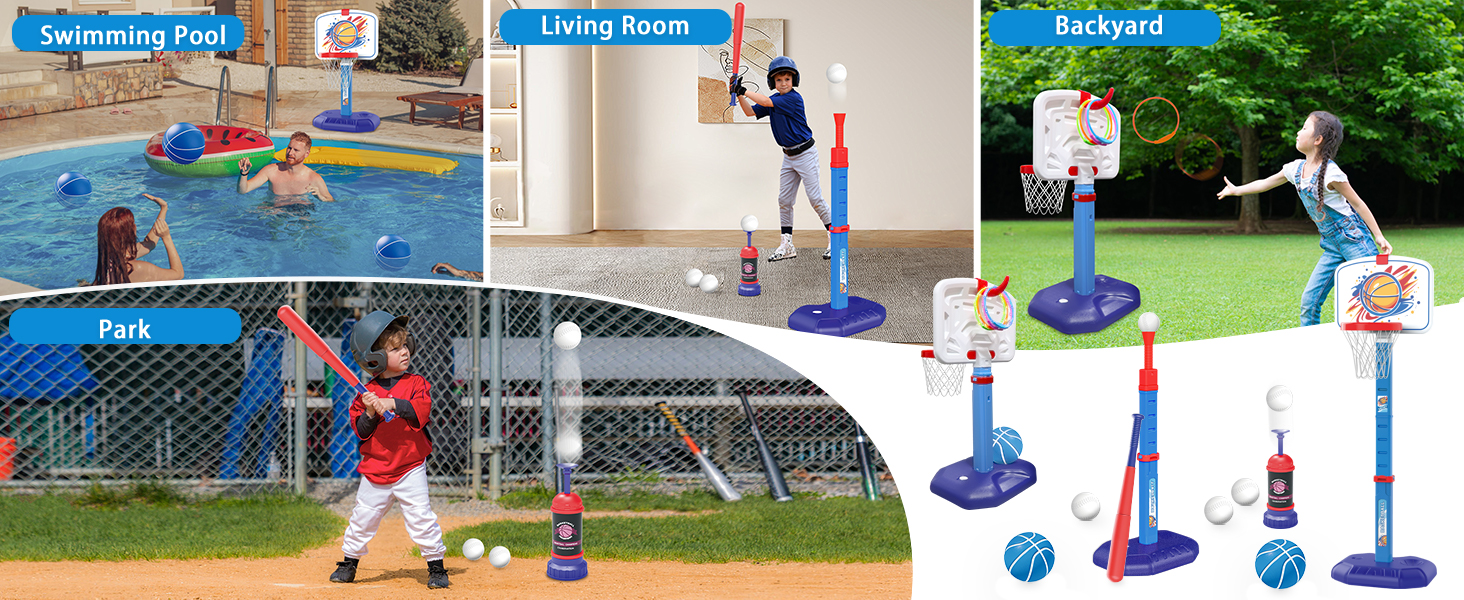 Adjustable basketball hoop for toddlers