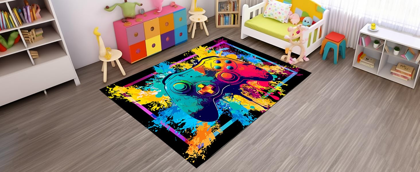 Osimiccp Gaming Rug for Boys Room,2'x3' NonSlip Gamer Rug
