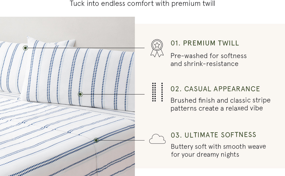 White King Sheet Set, 100 Combed Cotton King Sheets, Extra