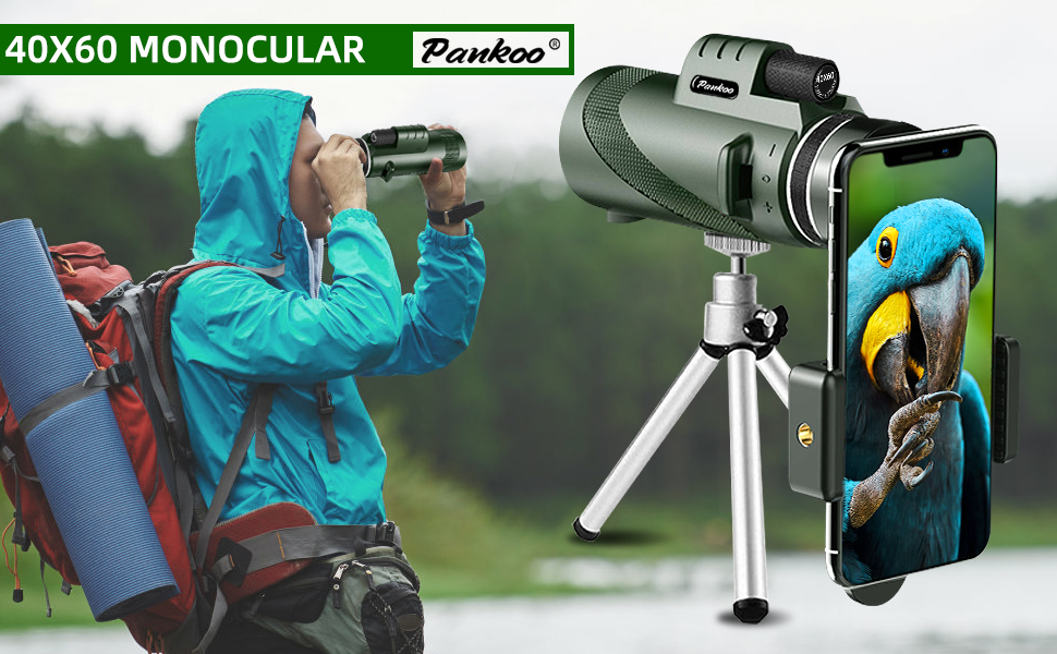 40X60 Monocular Telescope with Smartphone Holder&Tripod, High Power BAK4 Prism Compact Monoculars for Adults Kids HD Monocular Scope for Bird Watching Camping Hiking Concert Travelling 11 2