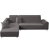 Elehealthy Sectional Sofa Covers 2 Pcs Stretch Couch Slipcover for L Shape Couch Chaise Sofa Furn...