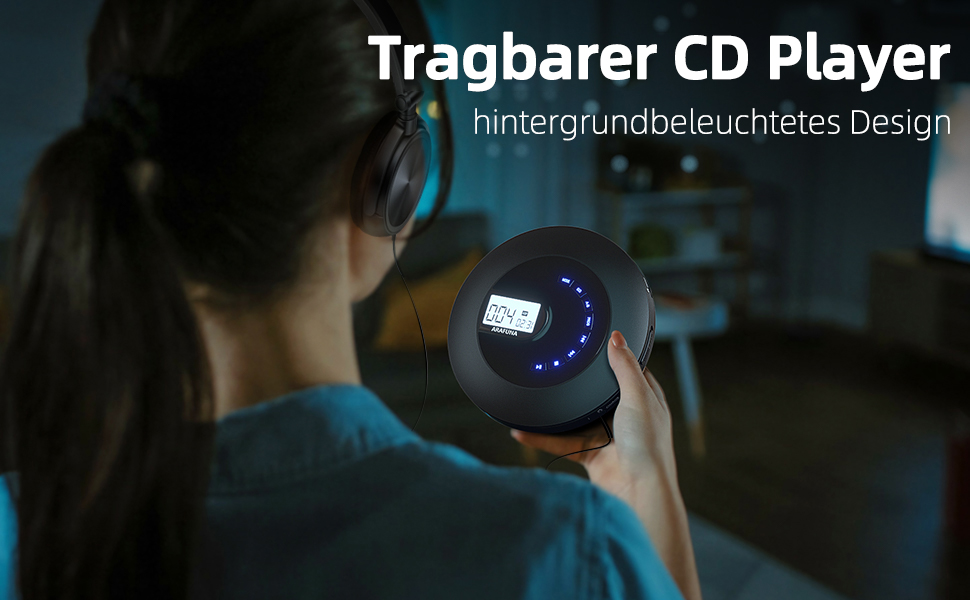 CD Player tragbar, wiederaufladbarer tragbarer CDPlayer für Auto und