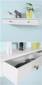 SoBuy Wall Mounted Shelf With 3 Drawers, Storage Unit, White Finish, FRG43-L-W 20 FRG43-W