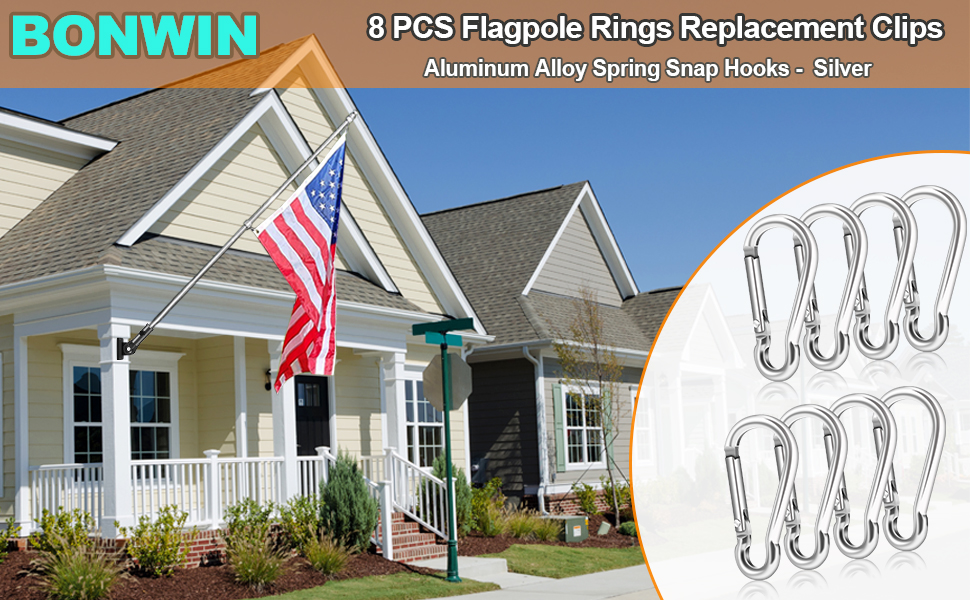 BONWIN Flag Pole Ring Replacement Carabiner Clips