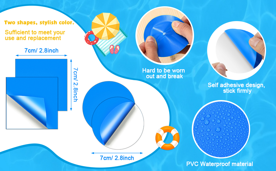 Outus 30 Pieces Pool Vinyl Repair Kit Self Adhesive Vinyl