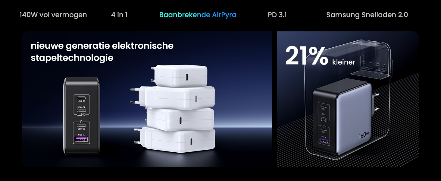 charger usb c 140w gan lader 160w 4 port mini usb c lader macbook snellader 100w