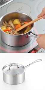 Amazon.co.jp : ヨシカワ 片手鍋 18cm 2.3L 蓋付き IH・直火対応