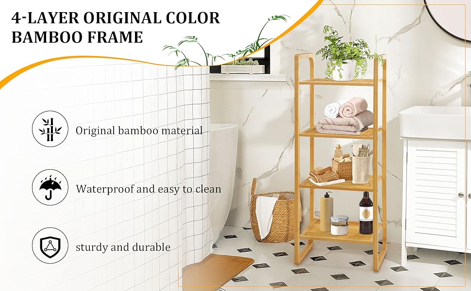 Bamboo Bathroom Rack Shelf