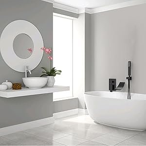 Mitigeur De Baignoire, Robinet De Baignoire Cascade, Robinet De Bain Mural, Encastrable Mitigeur De Douche Avec 1,5m Flexible De Douche En Acier Inoxydable, Douchette En Laiton, Noir, Style B 12 Mitigeur Baignoire Noir