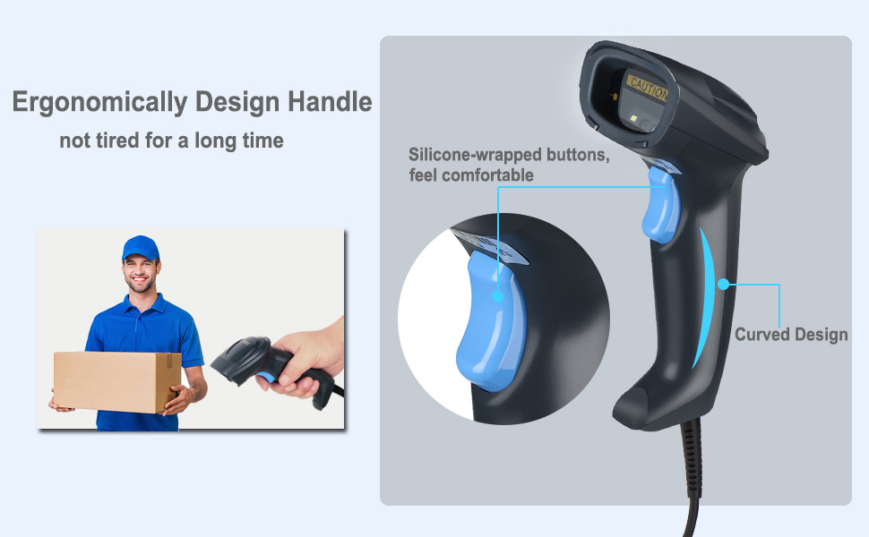 OBZ USB Barcode Scanner 2D 1D Handheld Bar Code Scanner, Wired Automatic QR Code