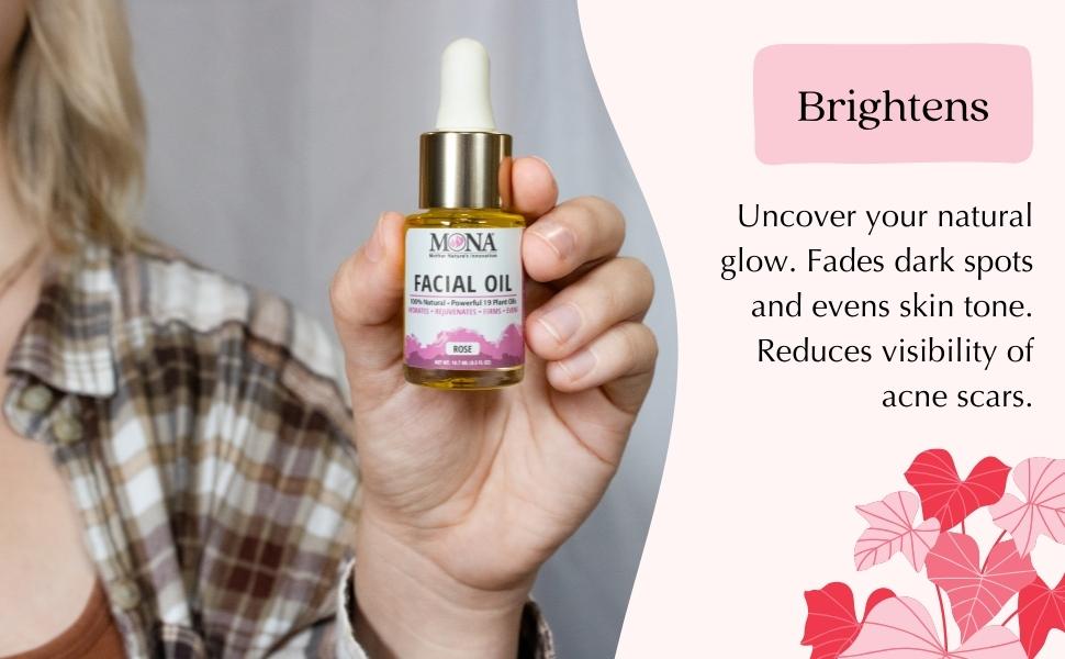 Brightens. Uncover your natural glow. Fade dark spots even skin tone and reduce visibility of scars
