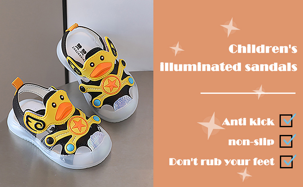 Baby Kids Light Up Sandal Boys Girls Soft Sole LED Flashing Sneakers