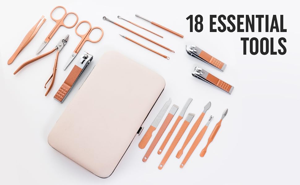 Nail clipper set with 18 essential tools